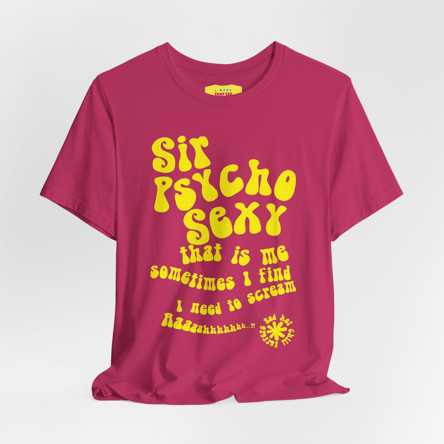 SIR PSYCHO SEXY / Red Hot Chili Peppers (Yellow text, Unisex Softstyle T-Shirt)