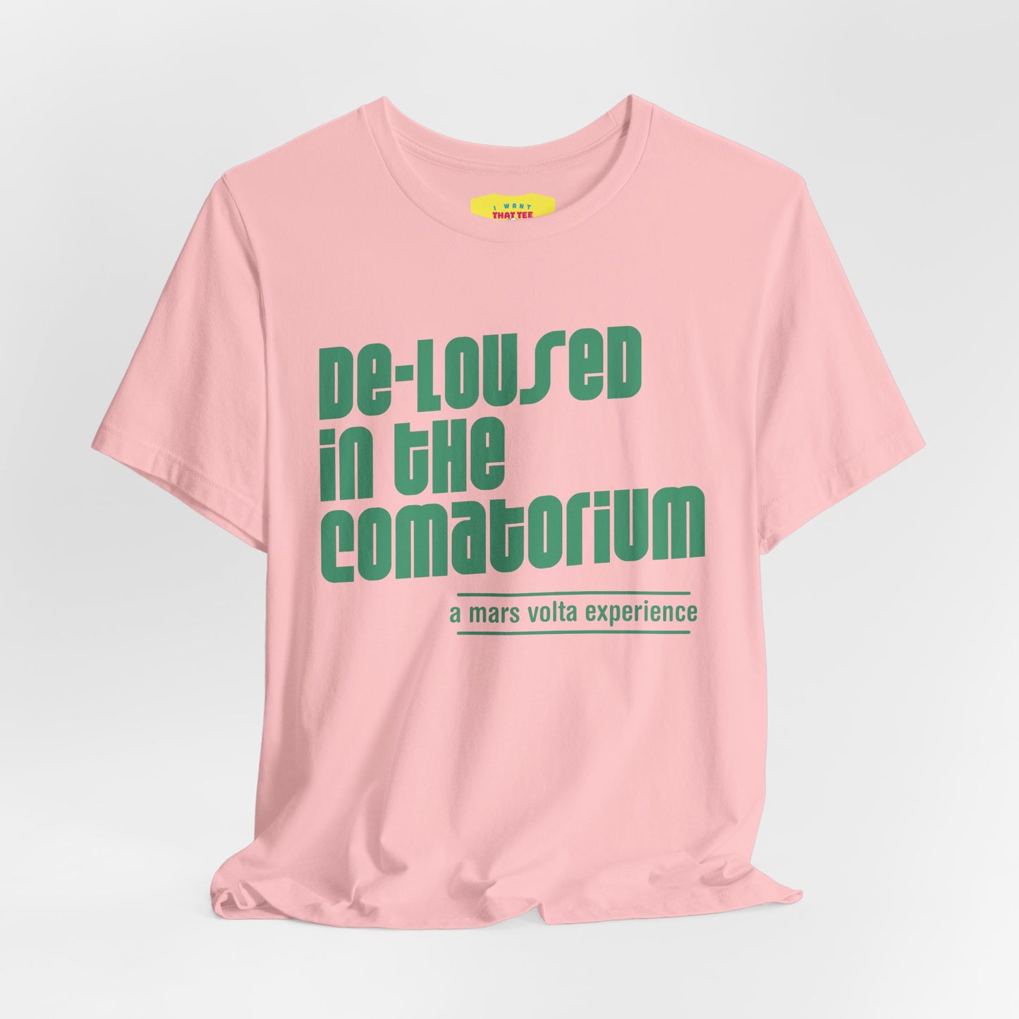 DE-LOUSED IN THE COMATORIUM - A MARS VOLTA EXPERIENCE (Green text, Unisex Softstyle T-Shirt)