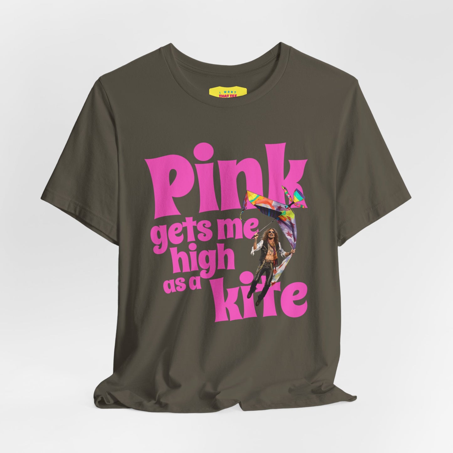 PINK GETS ME HlGH AS A KITE - AEROSMlTH LYRICS (Unisex Jersey Short Sleeve Tee)