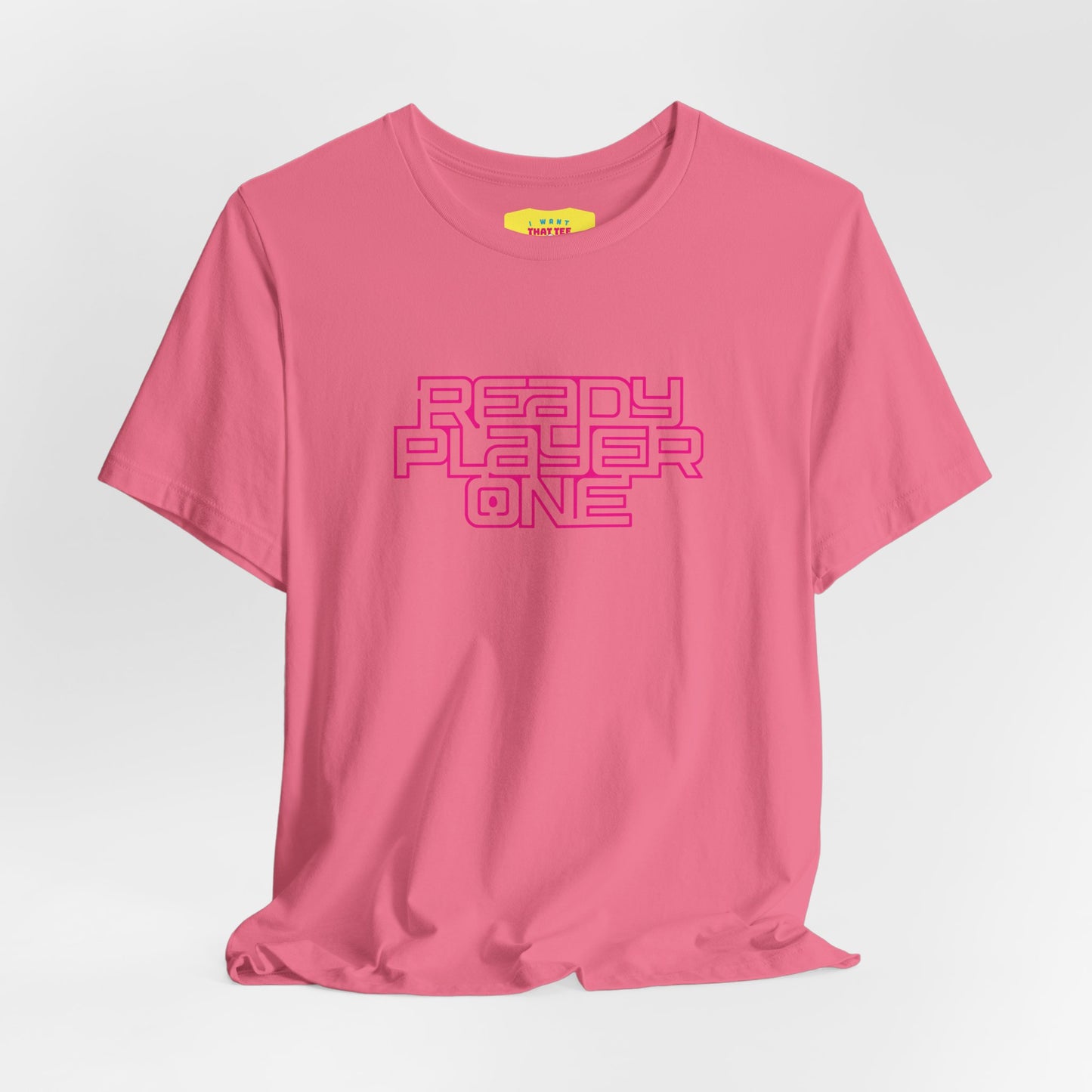 READY PLAYER ONE - STEVEN SPIELBERG'S MOVIE (Pink text, Unisex Softstyle T-Shirt)