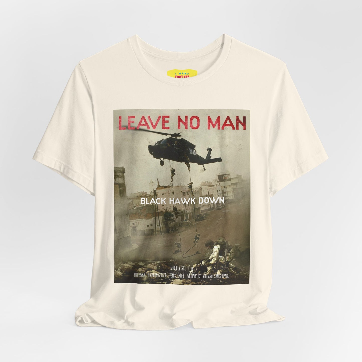 LEAVE NO MAN BEHIND - BLACK HAWK DOWN (Unisex Jersey Short Sleeve Tee)