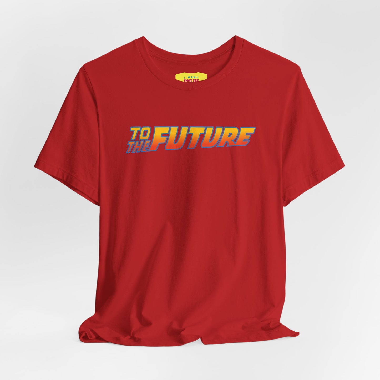 BACK (printed on the back) TO THE FUTURE (printed on the front) (Unisex Softstyle T-Shirt)