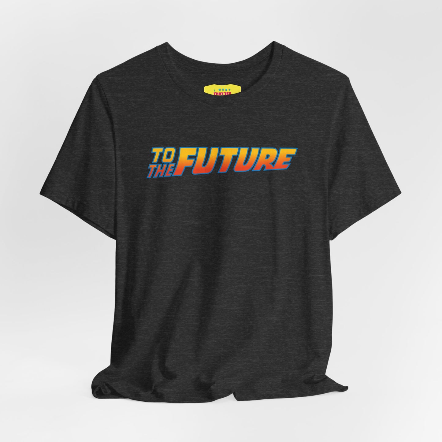 BACK (printed on the back) TO THE FUTURE (printed on the front) (Unisex Softstyle T-Shirt)