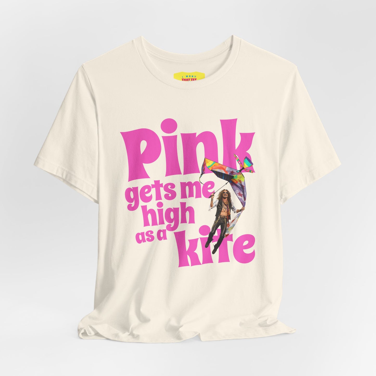 PINK GETS ME HlGH AS A KITE - AEROSMlTH LYRICS (Unisex Jersey Short Sleeve Tee)