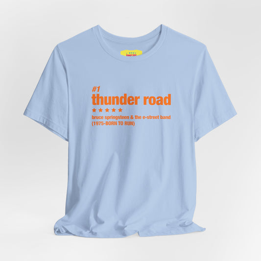 THUNDER ROAD CHART-BRUCE SPRINGSTEEN (Orange text, Unisex Softstyle T-Shirt)