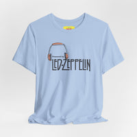 POWERED BY LED ZEPPELIN (Black text, Unisex Softstyle T-Shirt)