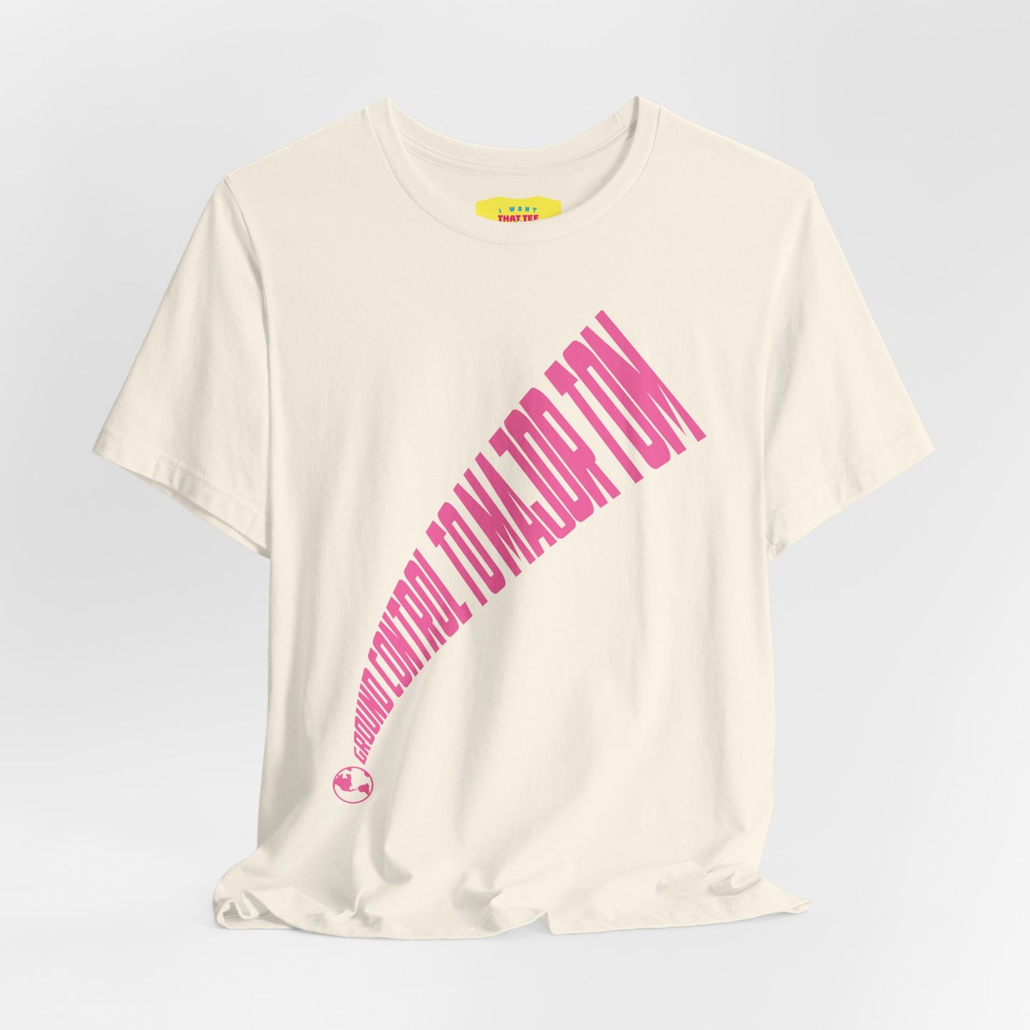 GROUND CONTROL TO MAJOR TOM (Pink text, Unisex Softstyle T-Shirt)