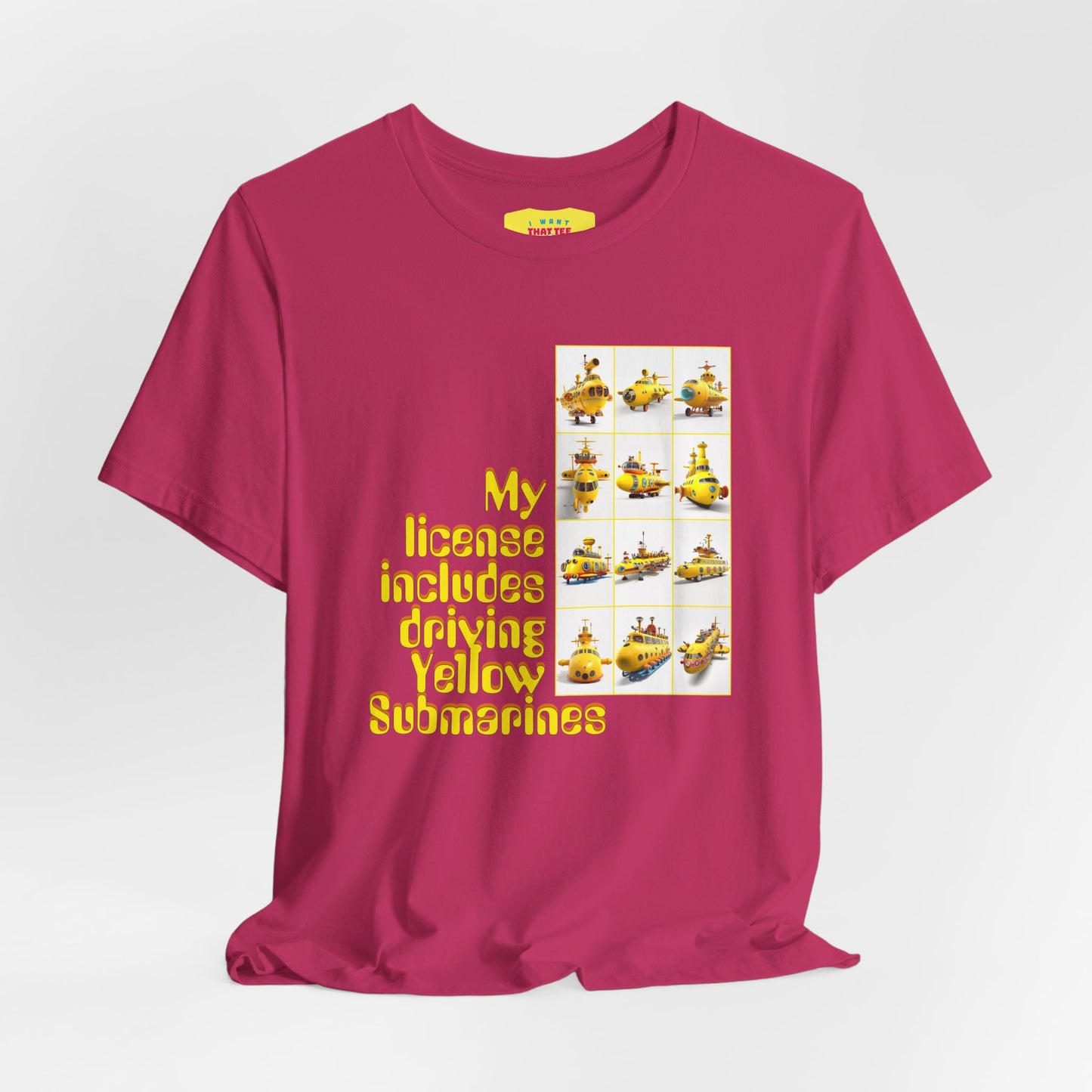 MY LICENSE INCLUDES DRIVING YELLOW SUBMARINES (Unisex Softstyle T-Shirt)