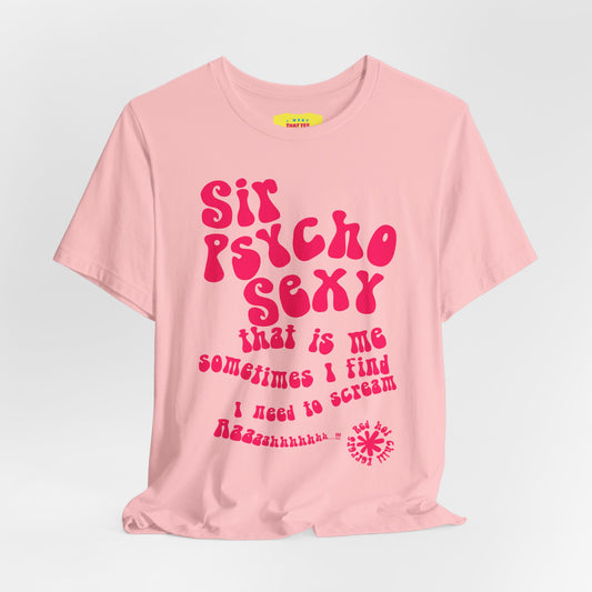 SIR PSYCHO SEXY / Red Hot Chili Peppers (Pink text, Unisex Softstyle T-Shirt)