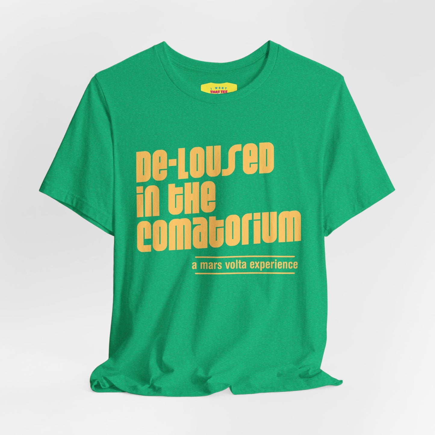 DE-LOUSED IN THE COMATORIUM - A MARS VOLTA EXPERIENCE (Green text, Unisex Softstyle T-Shirt)