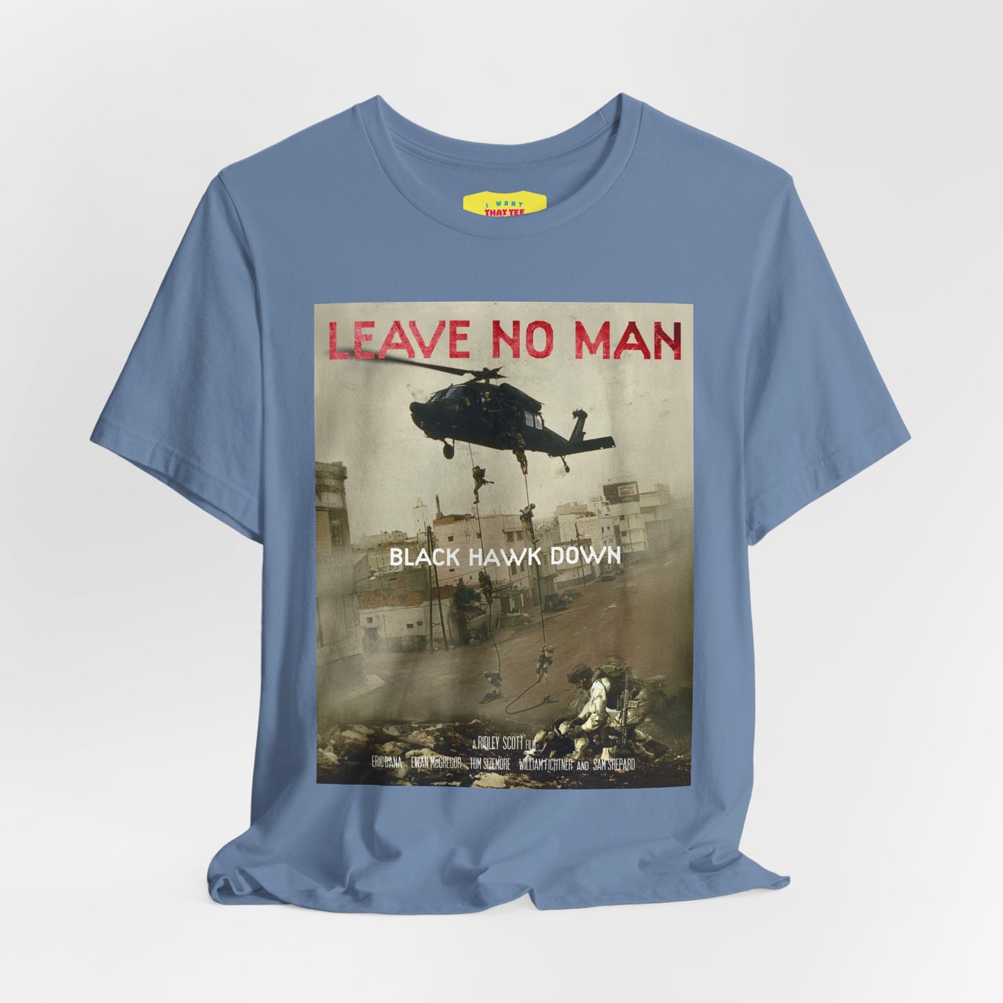 LEAVE NO MAN BEHIND - BLACK HAWK DOWN (Unisex Jersey Short Sleeve Tee)