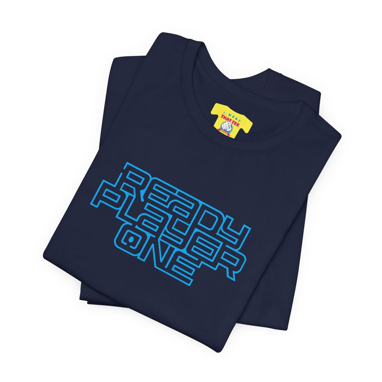 READY PLAYER ONE - STEVEN SPIELBERG'S MOVIE (Cyan text, Unisex Softstyle T-Shirt)