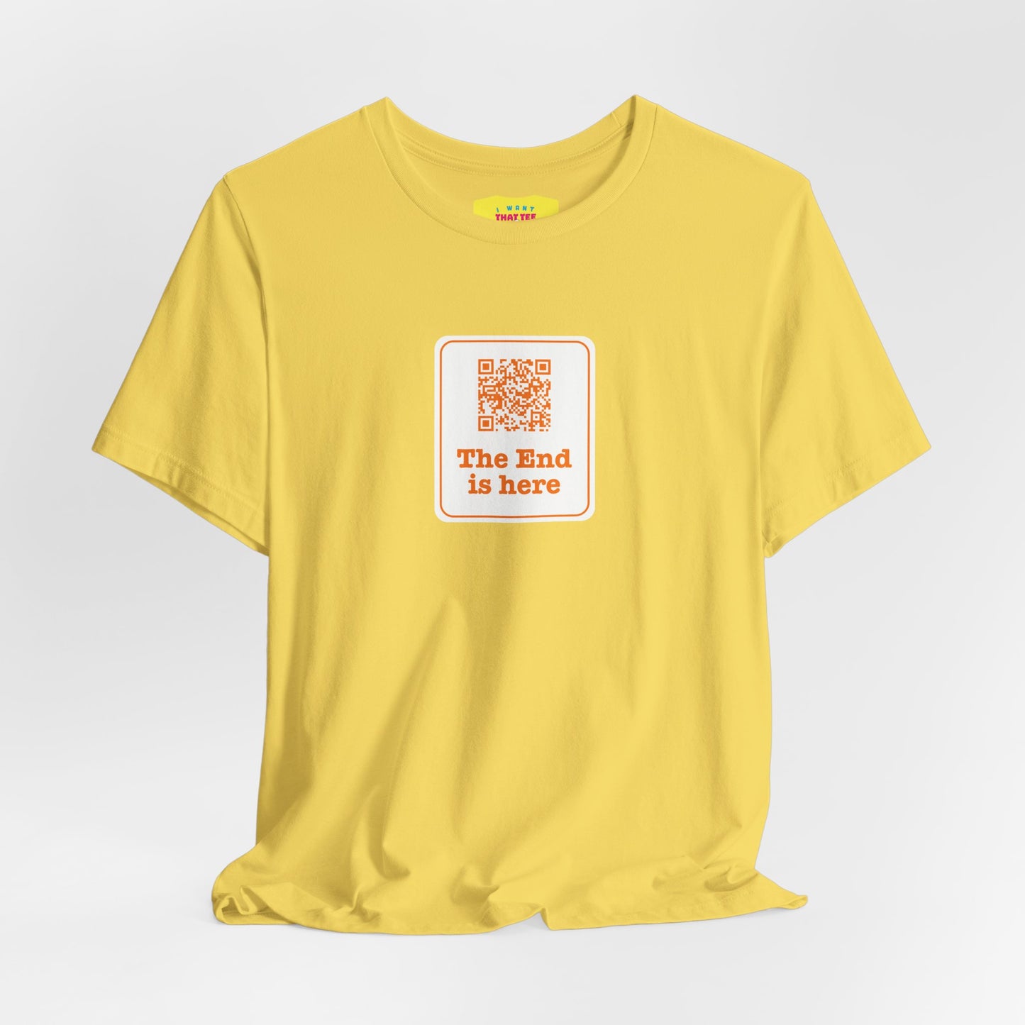 THE END IS HERE - THAT'S ALL FOLKS QR JOKE (Unisex Jersey Short Sleeve Tee)