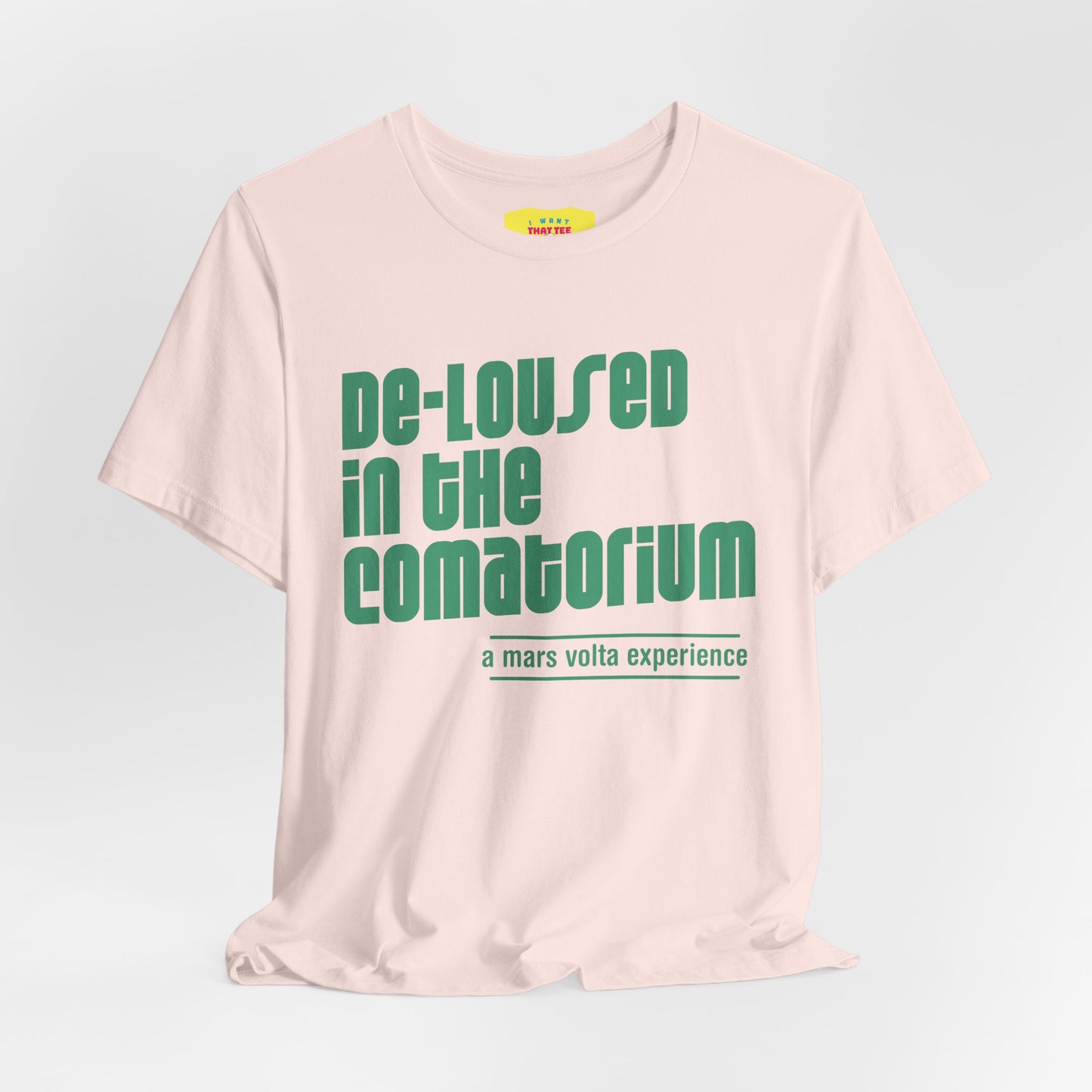 DE-LOUSED IN THE COMATORIUM - A MARS VOLTA EXPERIENCE (Green text, Unisex Softstyle T-Shirt)