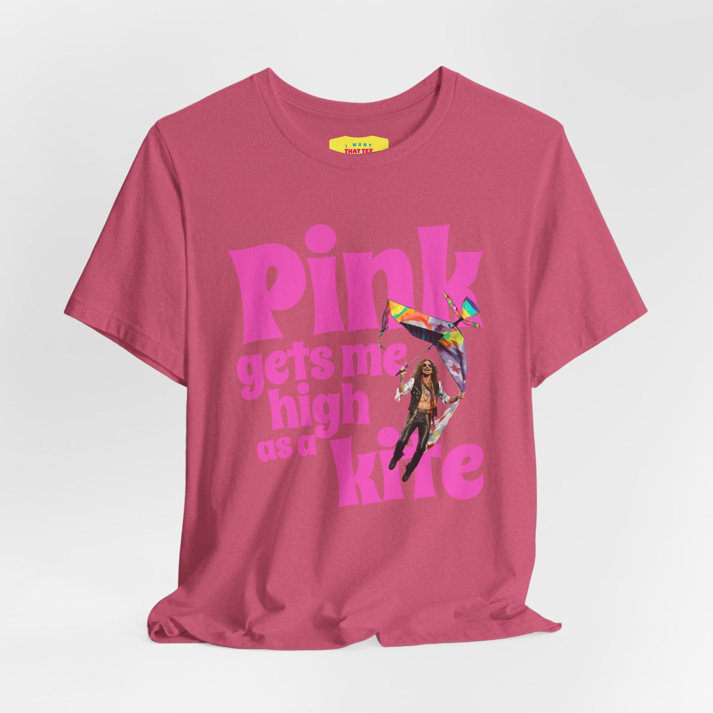 PINK GETS ME HlGH AS A KITE - AEROSMlTH LYRICS (Unisex Jersey Short Sleeve Tee)