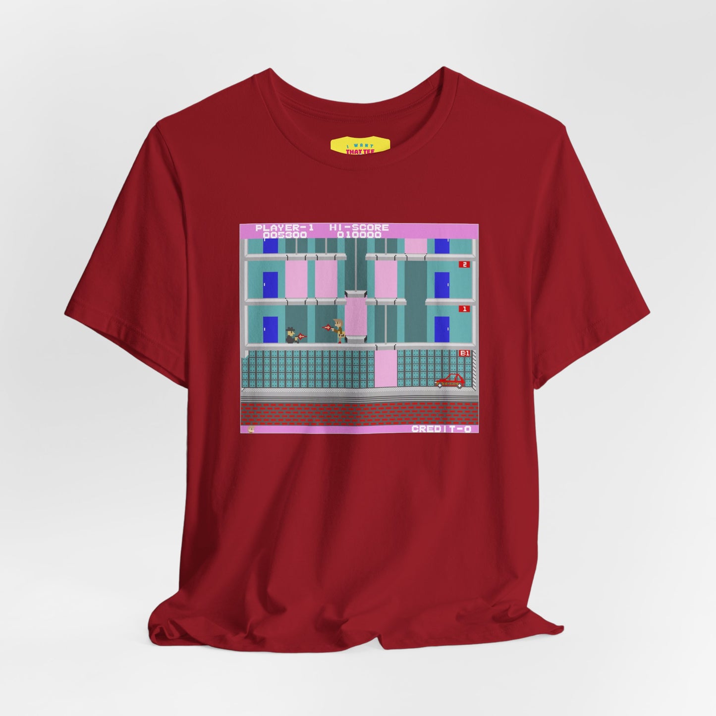 ELEVATOR ACTION ARCADE SCREEN (Unisex Jersey Short Sleeve Tee)