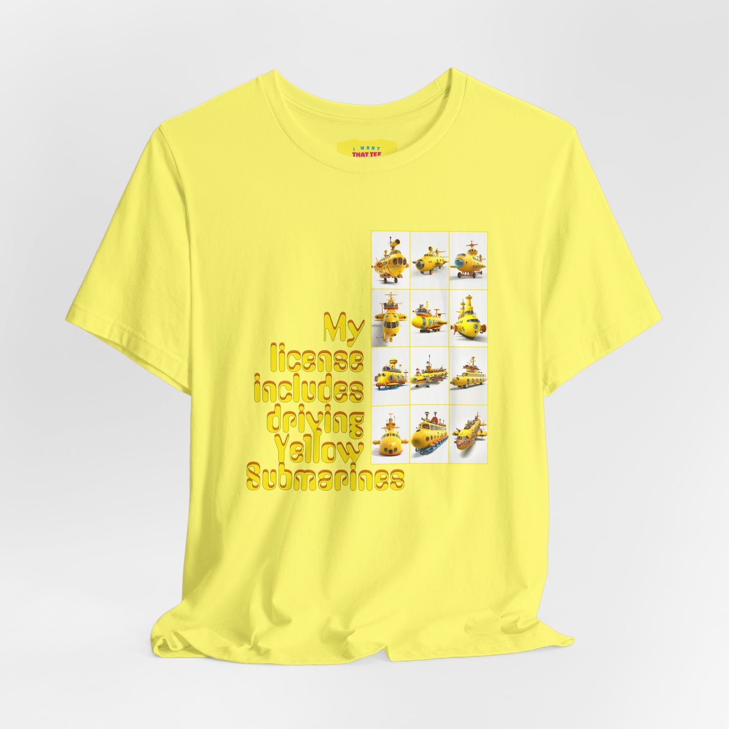 MY LICENSE INCLUDES DRIVING YELLOW SUBMARINES (Unisex Softstyle T-Shirt)