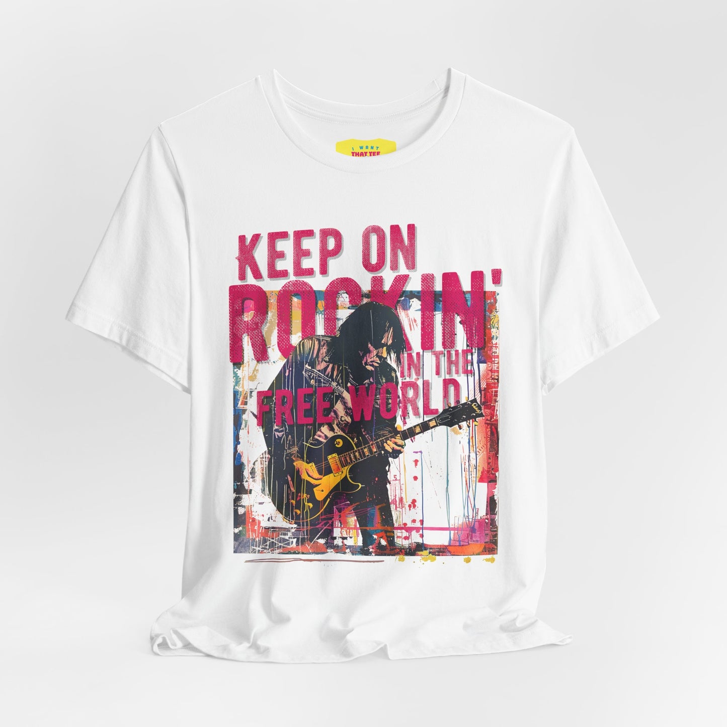 KEEP ON ROCKIN' IN THE FREE WORLD - NEIL YOUNG (Unisex Jersey Short Sleeve Tee)