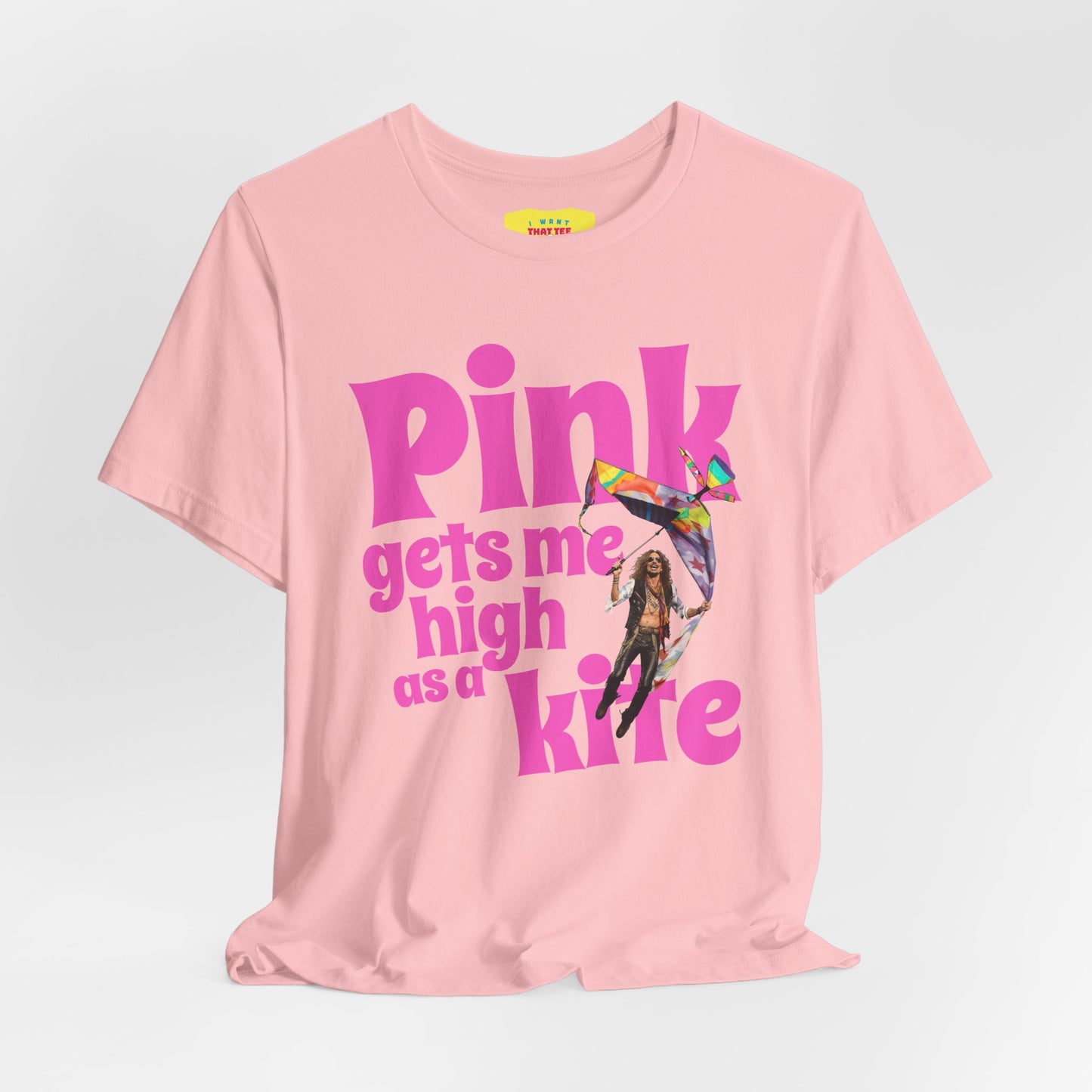 PINK GETS ME HlGH AS A KITE - AEROSMlTH LYRICS (Unisex Jersey Short Sleeve Tee)