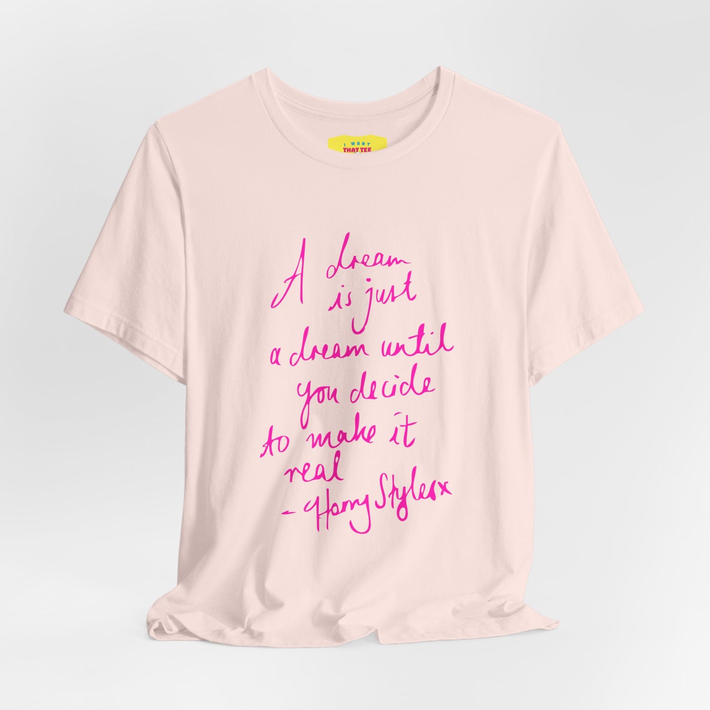 A DREAM IS JUST A DREAM - HARRY STYLES (Pink text, Unisex Softstyle T-Shirt)