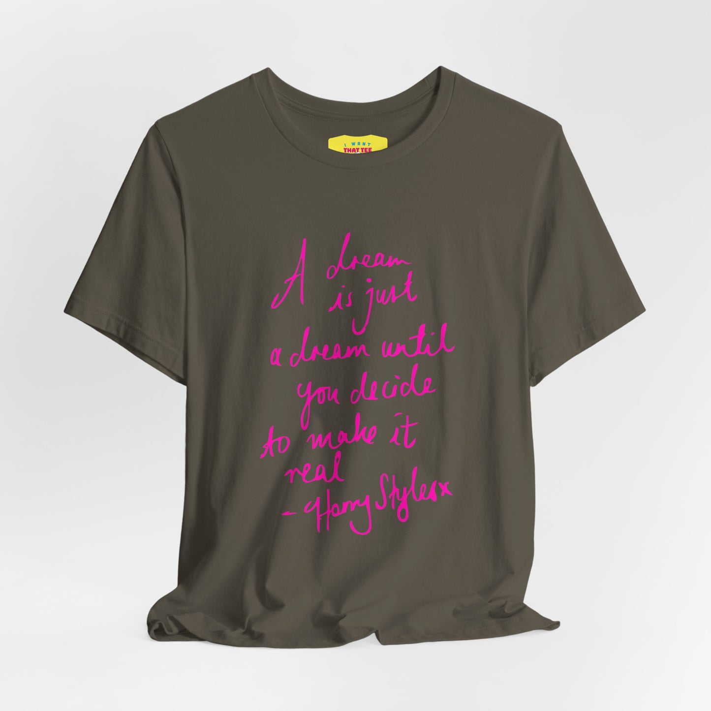 A DREAM IS JUST A DREAM - HARRY STYLES (Pink text, Unisex Softstyle T-Shirt)