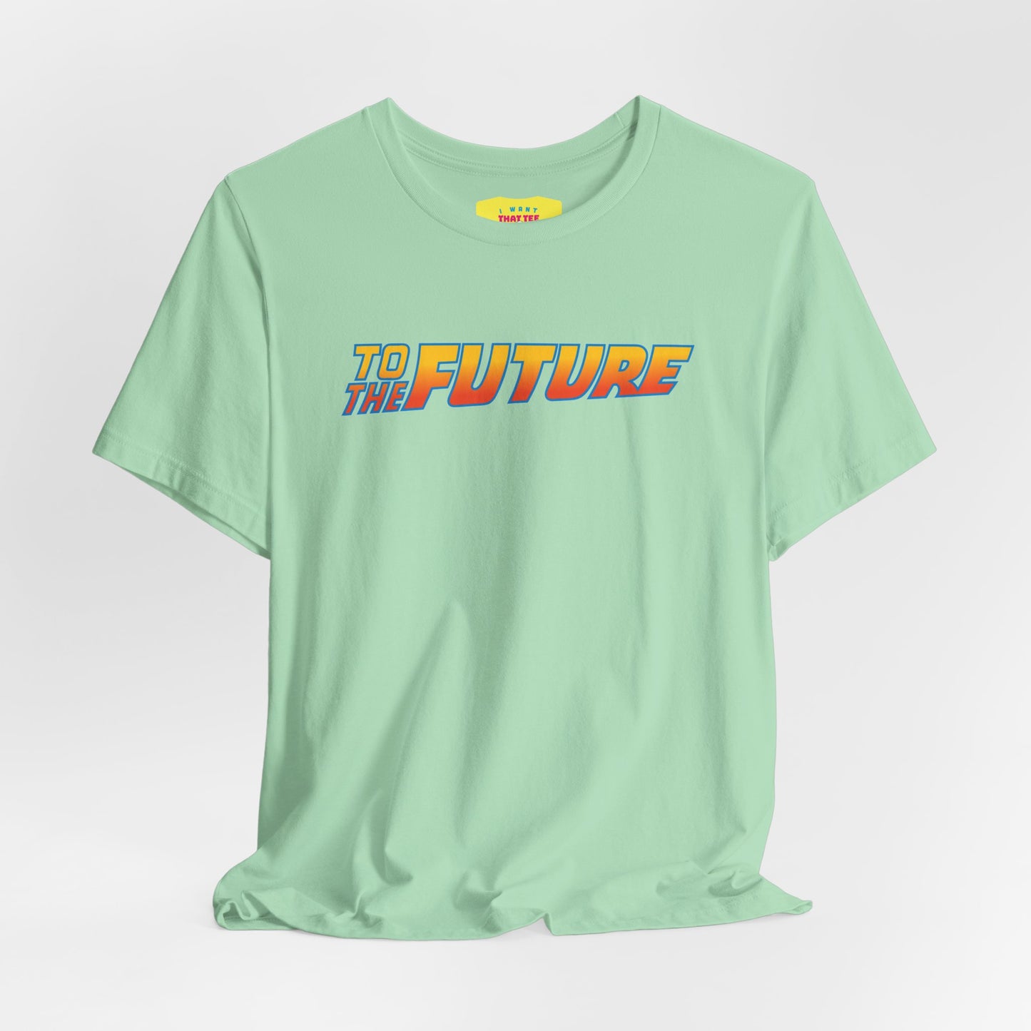 BACK (printed on the back) TO THE FUTURE (printed on the front) (Unisex Softstyle T-Shirt)