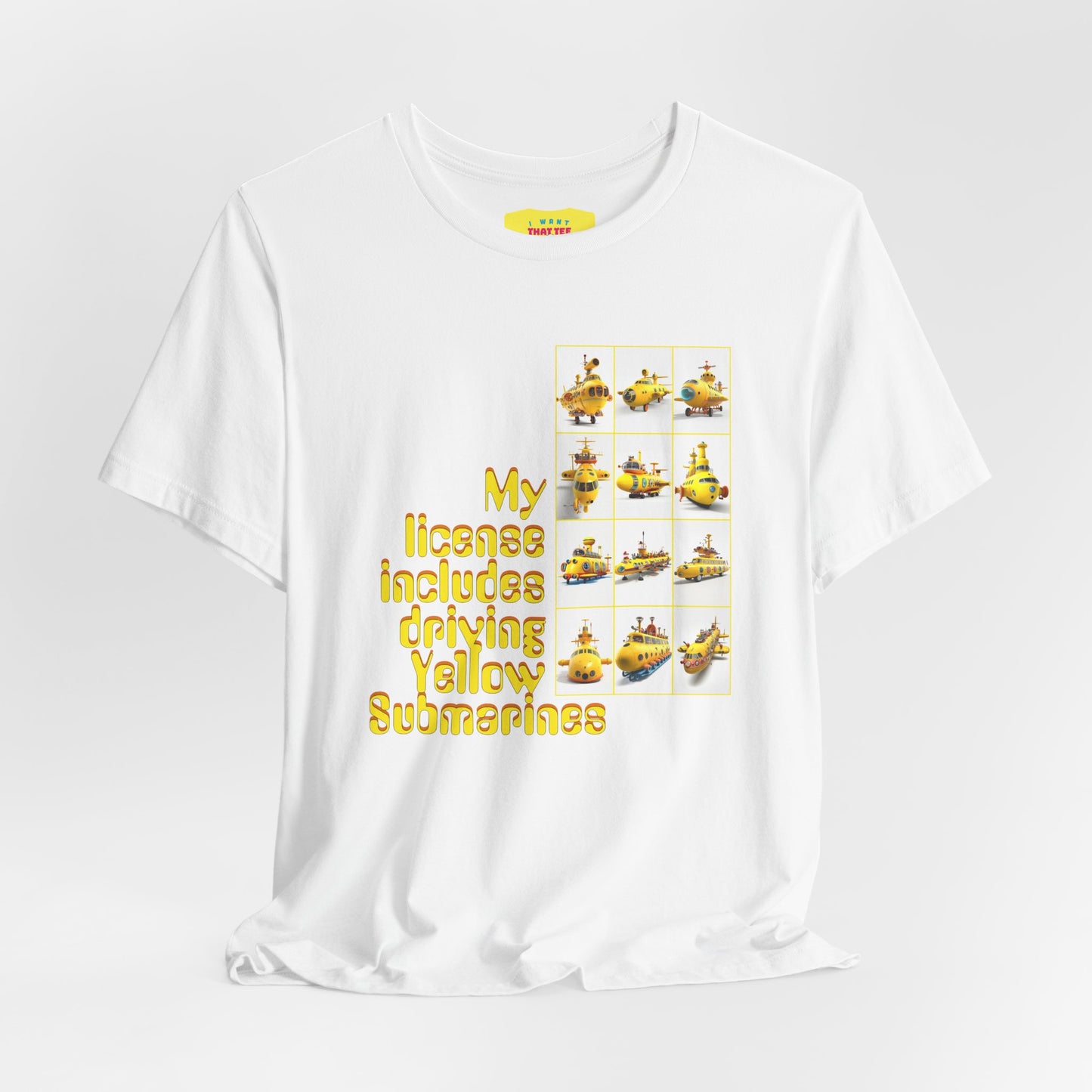 MY LICENSE INCLUDES DRIVING YELLOW SUBMARINES (Unisex Softstyle T-Shirt)