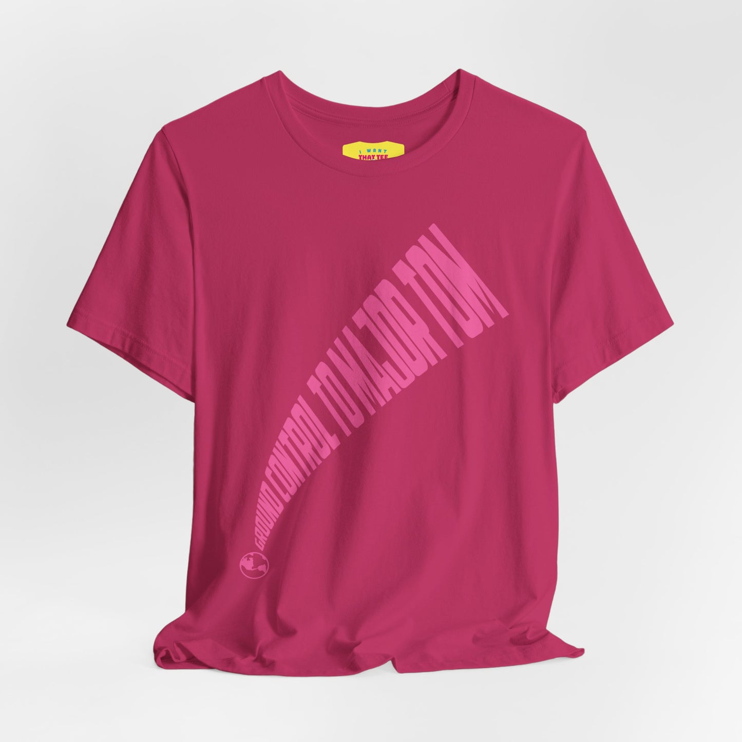 GROUND CONTROL TO MAJOR TOM (Pink text, Unisex Softstyle T-Shirt)