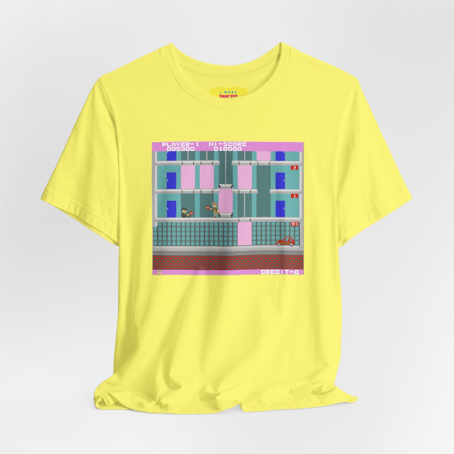 ELEVATOR ACTION ARCADE SCREEN (Unisex Jersey Short Sleeve Tee)