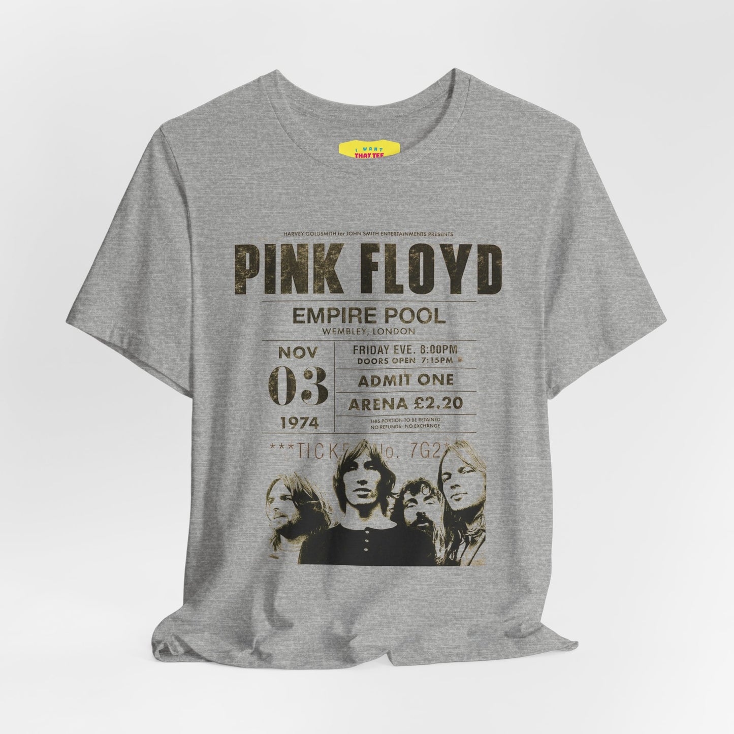 PINK FLOYD EMPIRE POOL CONCERT POSTER (Unisex Jersey Short Sleeve Tee)