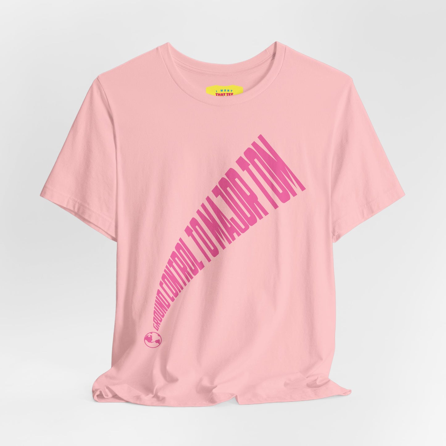 GROUND CONTROL TO MAJOR TOM (Pink text, Unisex Softstyle T-Shirt)