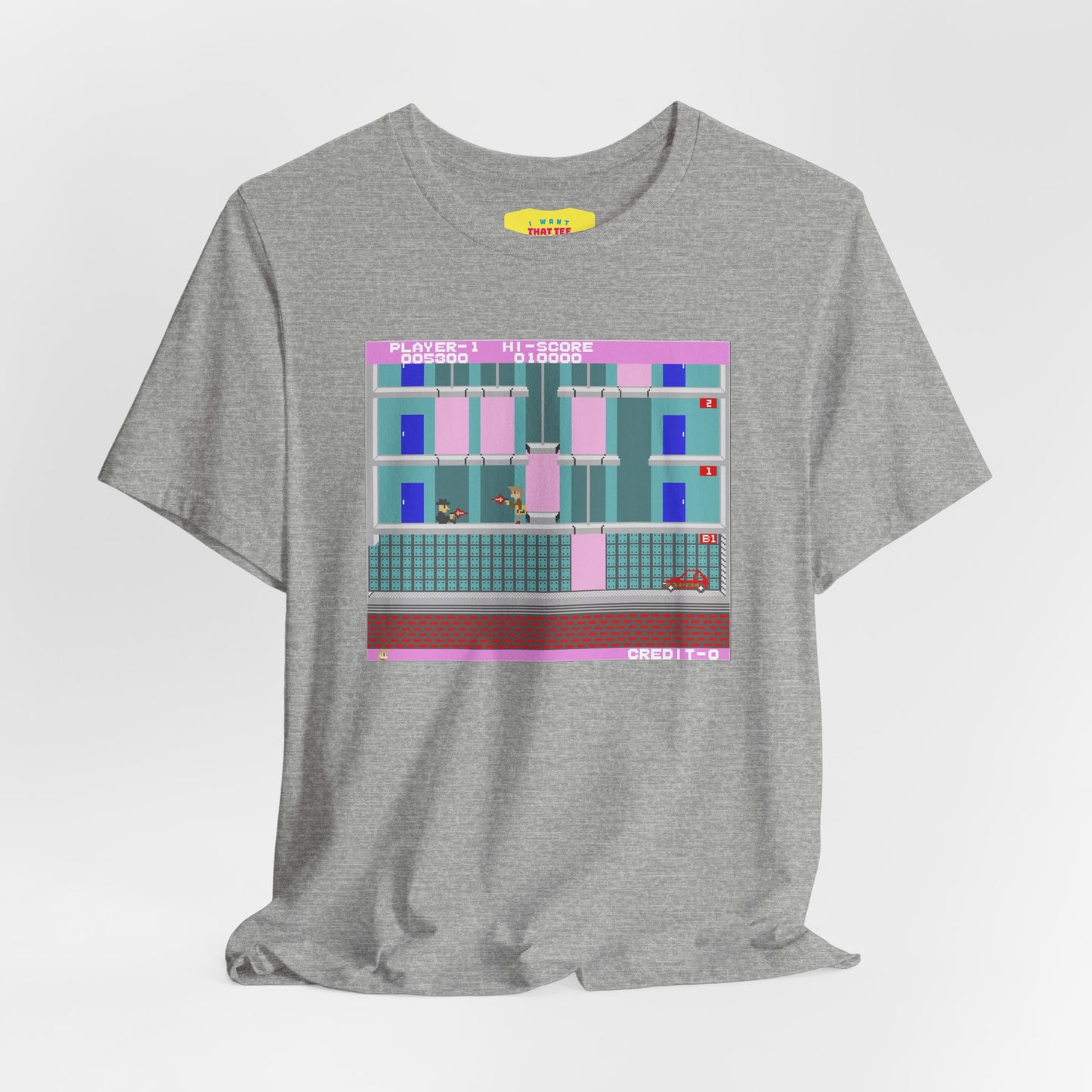 ELEVATOR ACTION ARCADE SCREEN (Unisex Jersey Short Sleeve Tee)