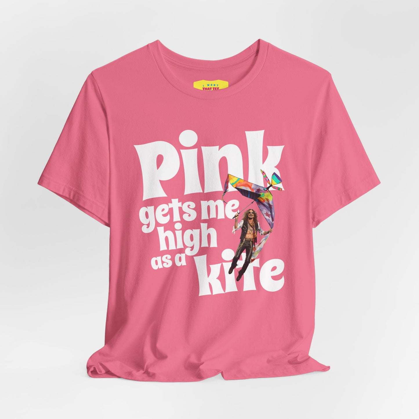 PINK GETS ME HlGH AS A KITE - AEROSMlTH LYRICS (Unisex Jersey Short Sleeve Tee)