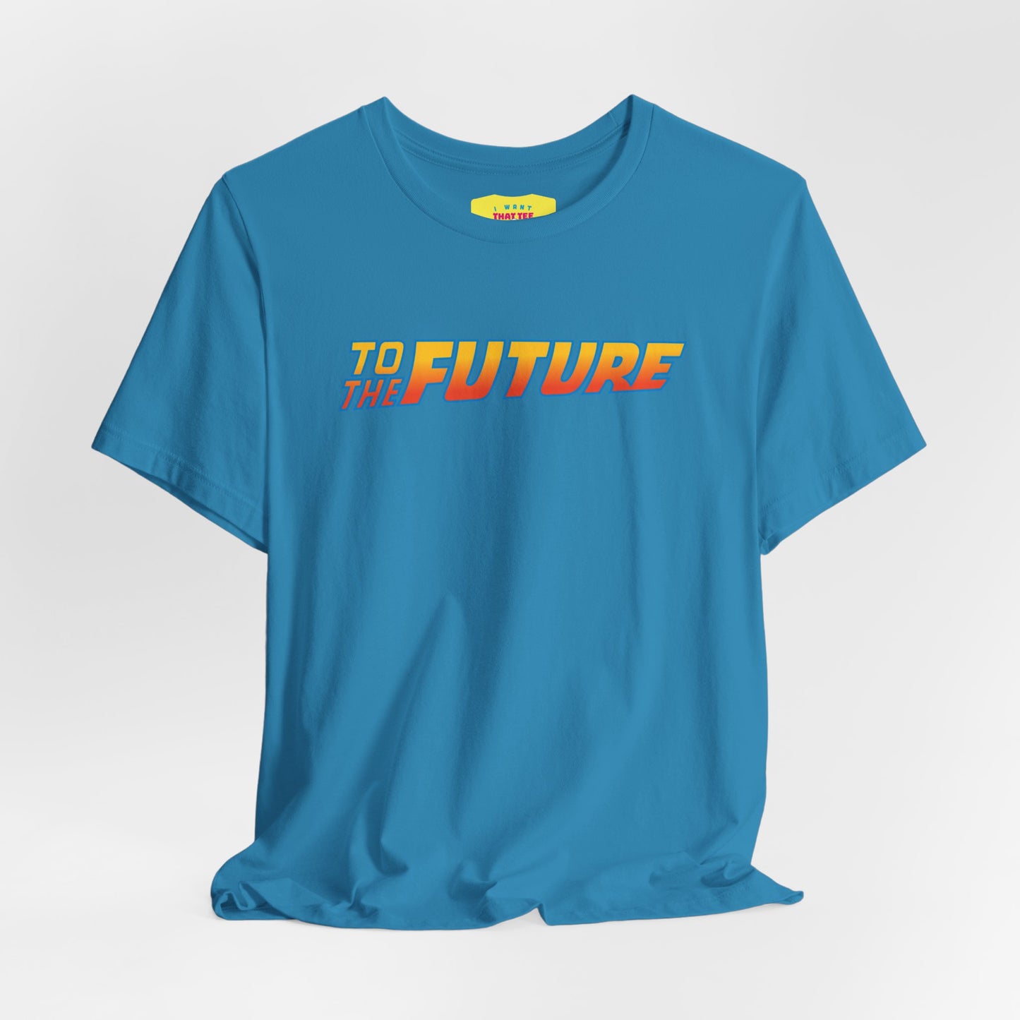 BACK (printed on the back) TO THE FUTURE (printed on the front) (Unisex Softstyle T-Shirt)