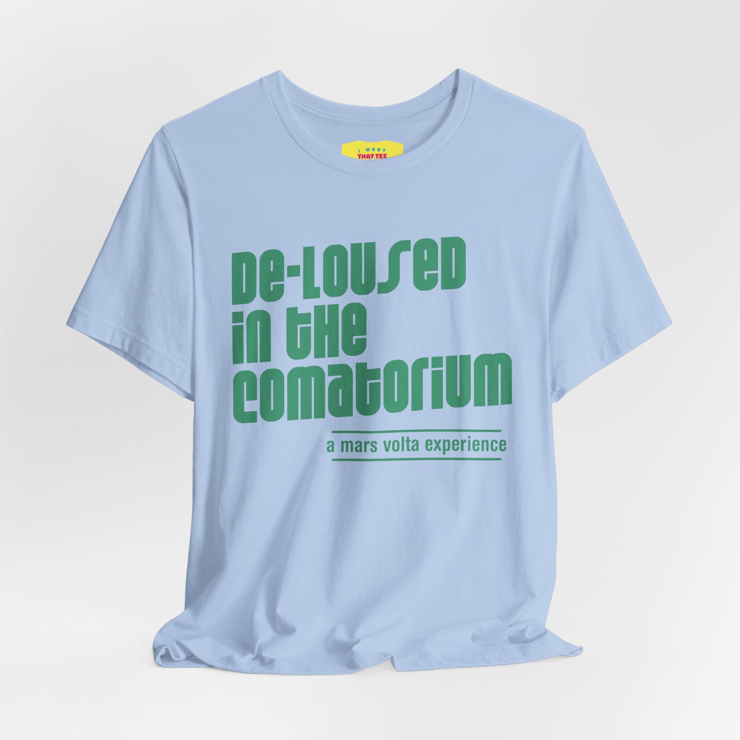 DE-LOUSED IN THE COMATORIUM - A MARS VOLTA EXPERIENCE (Green text, Unisex Softstyle T-Shirt)