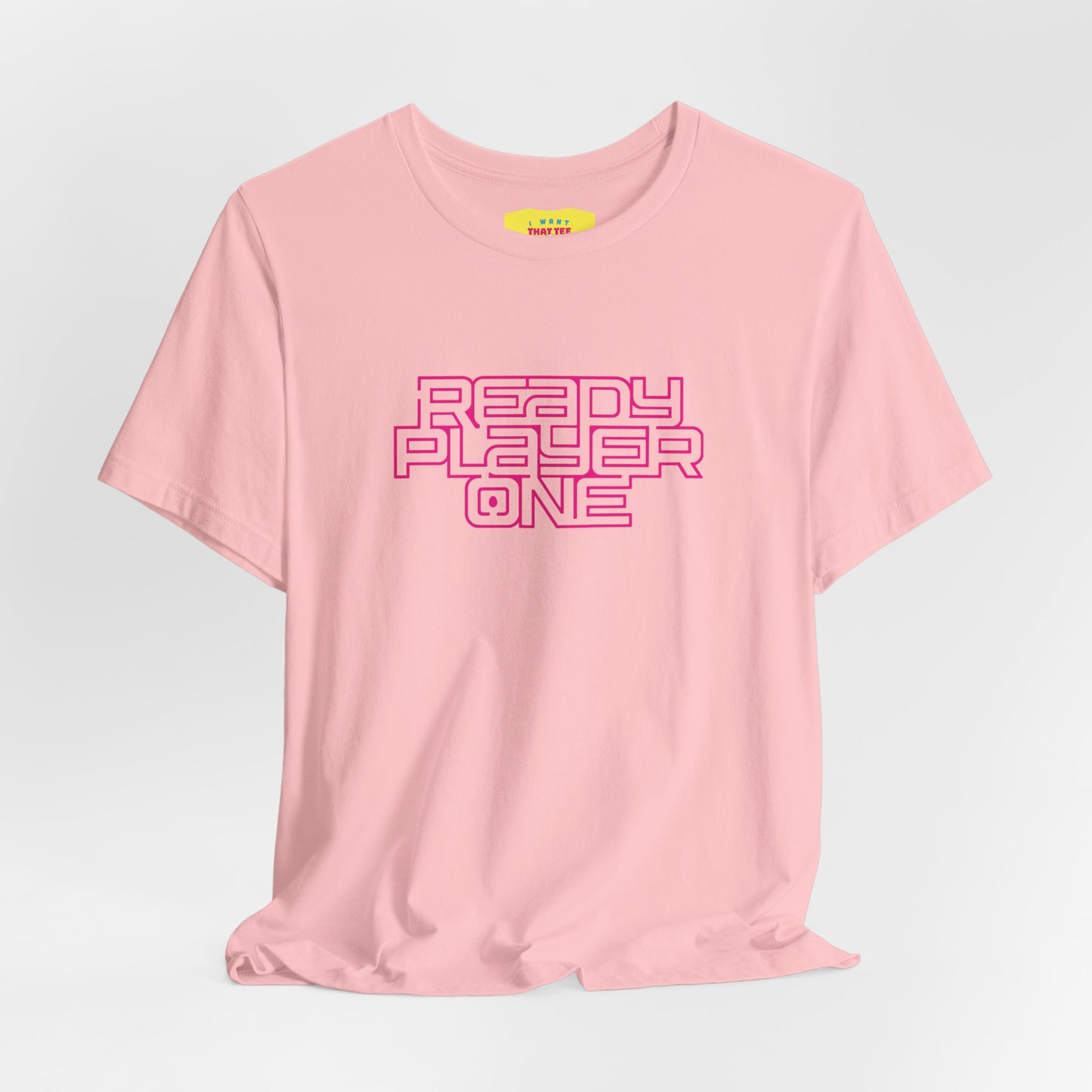 READY PLAYER ONE - STEVEN SPIELBERG'S MOVIE (Pink text, Unisex Softstyle T-Shirt)