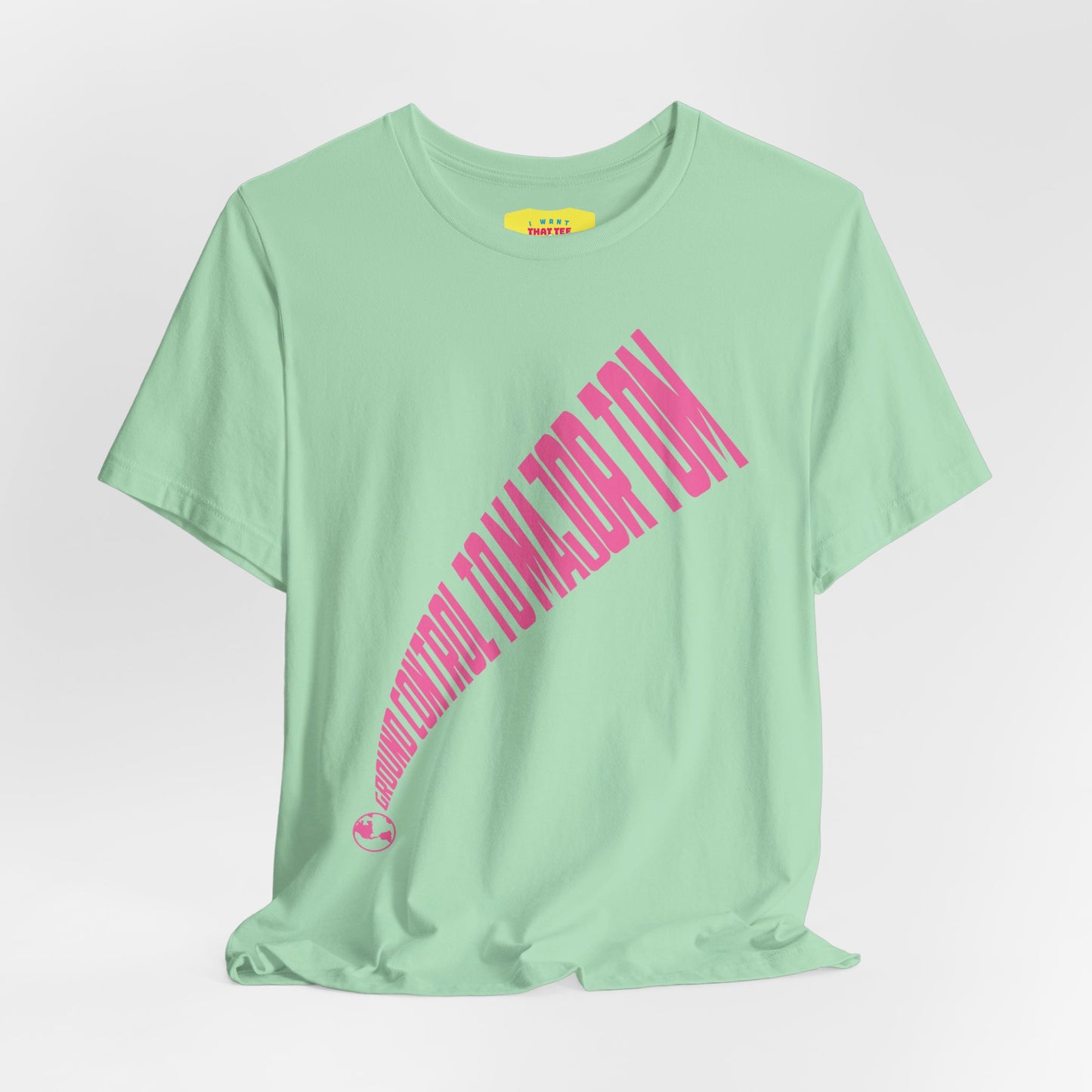 GROUND CONTROL TO MAJOR TOM (Pink text, Unisex Softstyle T-Shirt)