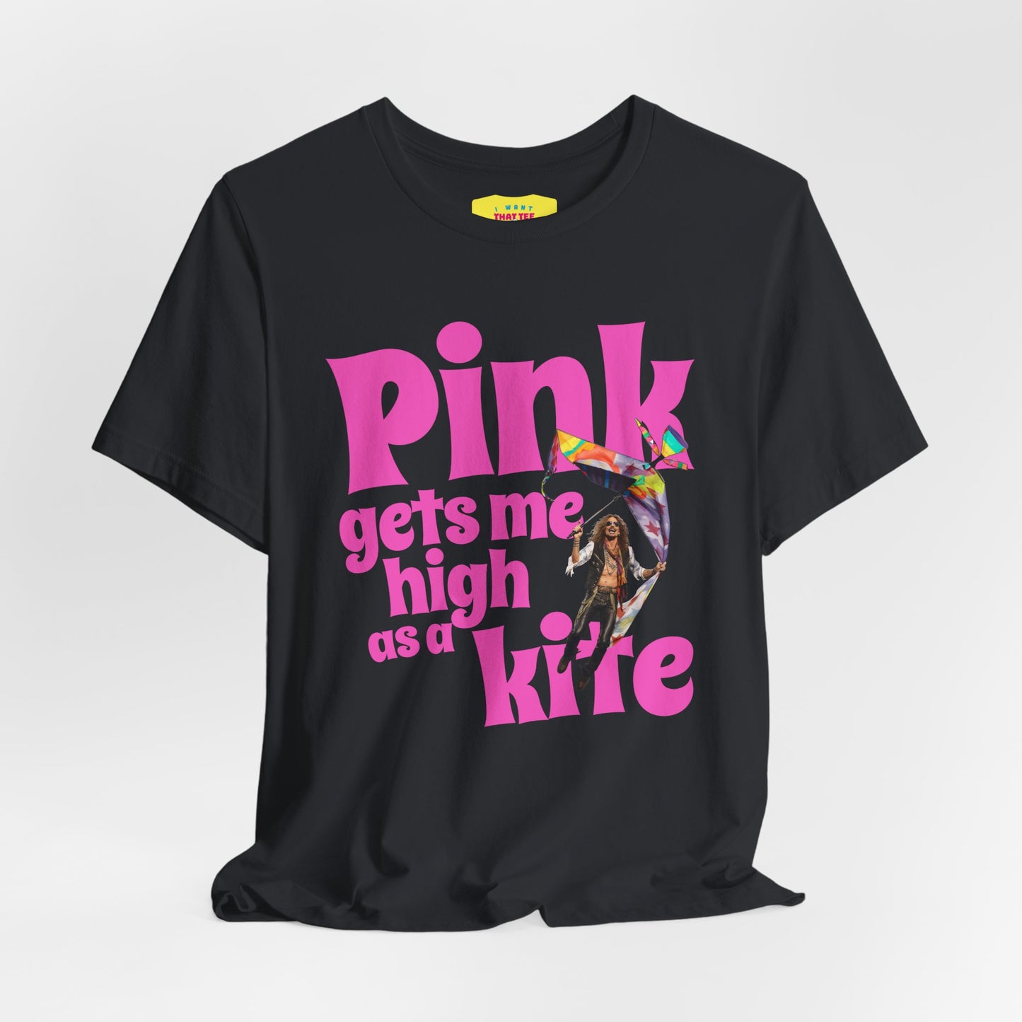 PINK GETS ME HlGH AS A KITE - AEROSMlTH LYRICS (Unisex Jersey Short Sleeve Tee)