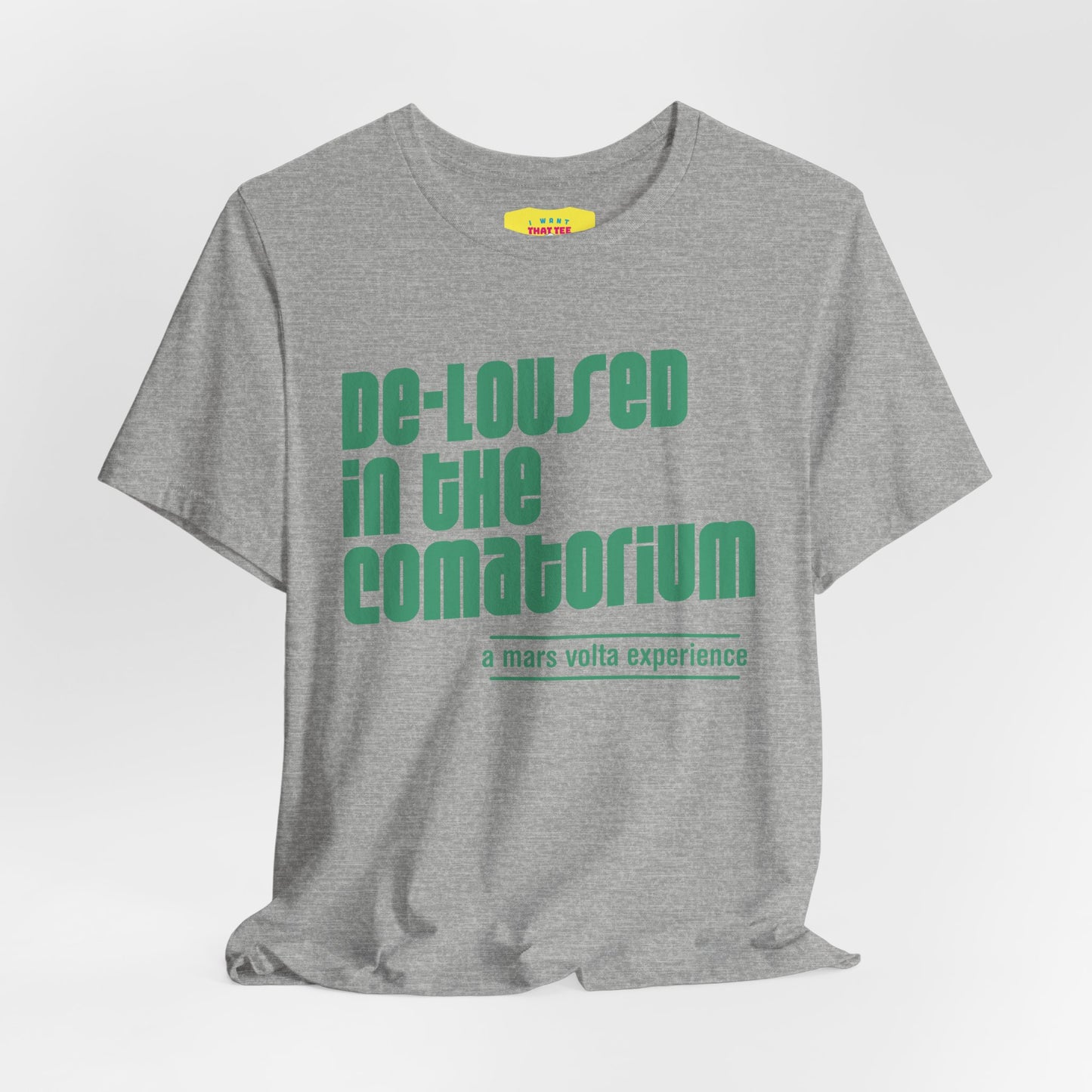 DE-LOUSED IN THE COMATORIUM - A MARS VOLTA EXPERIENCE (Green text, Unisex Softstyle T-Shirt)