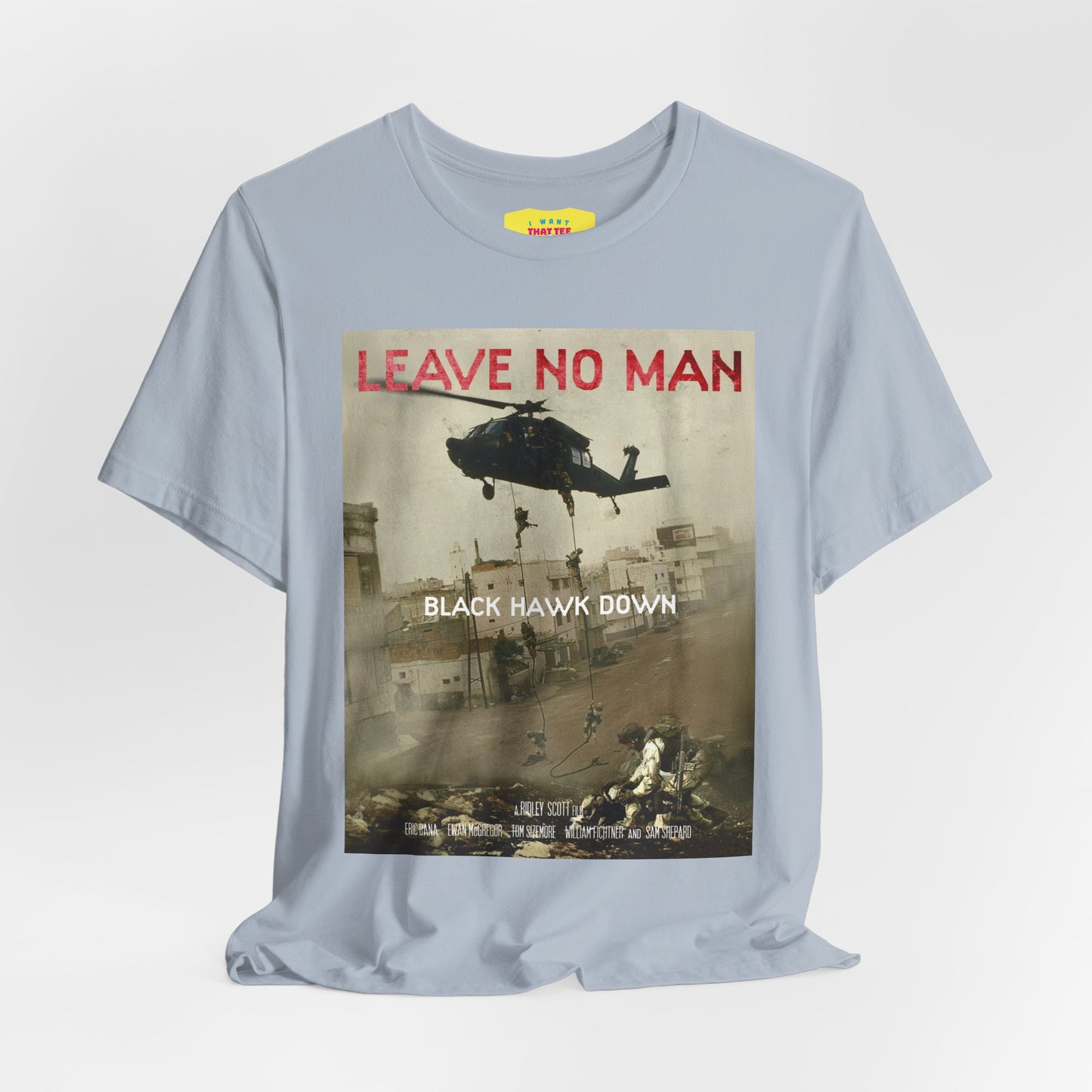 LEAVE NO MAN BEHIND - BLACK HAWK DOWN (Unisex Jersey Short Sleeve Tee)