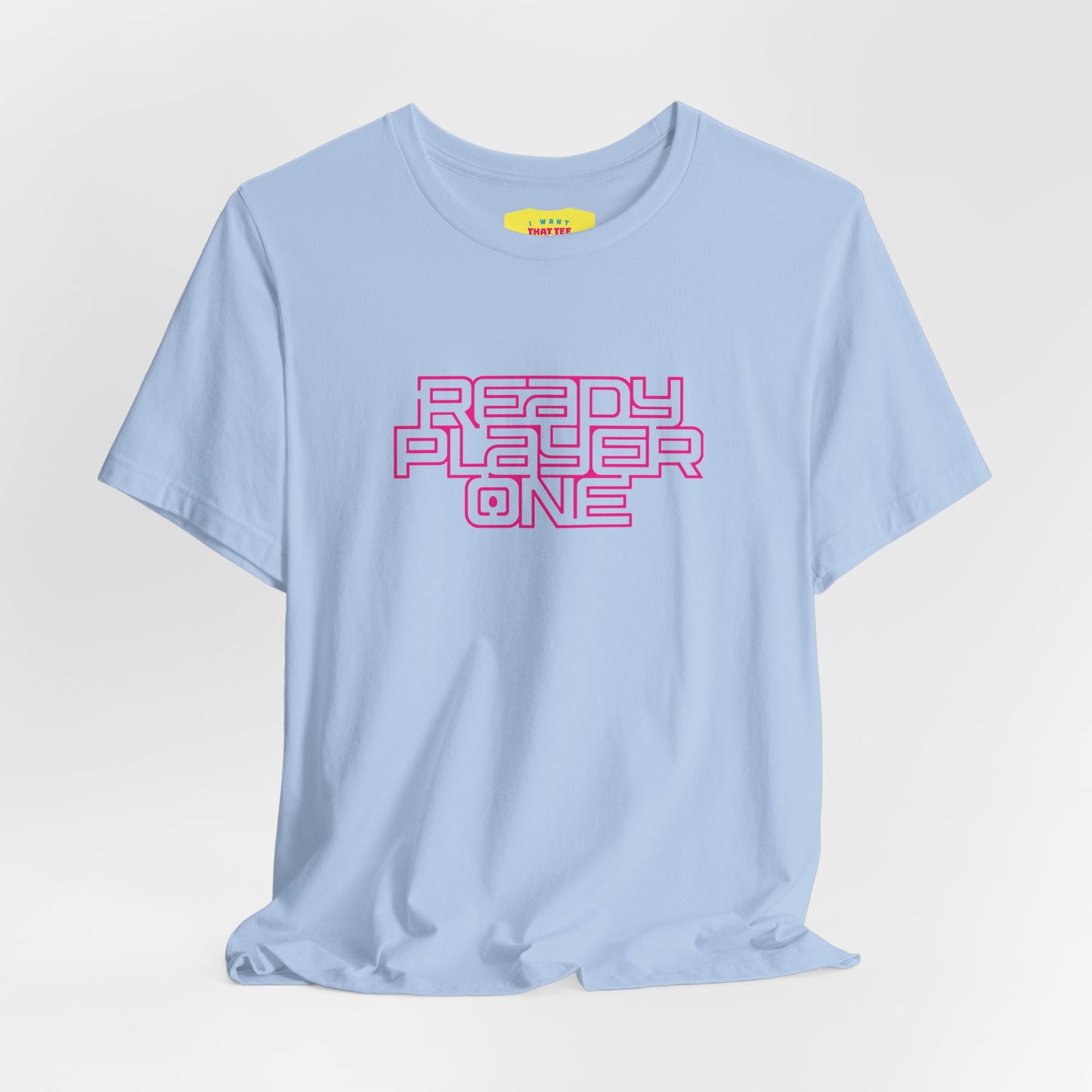 READY PLAYER ONE - STEVEN SPIELBERG'S MOVIE (Pink text, Unisex Softstyle T-Shirt)