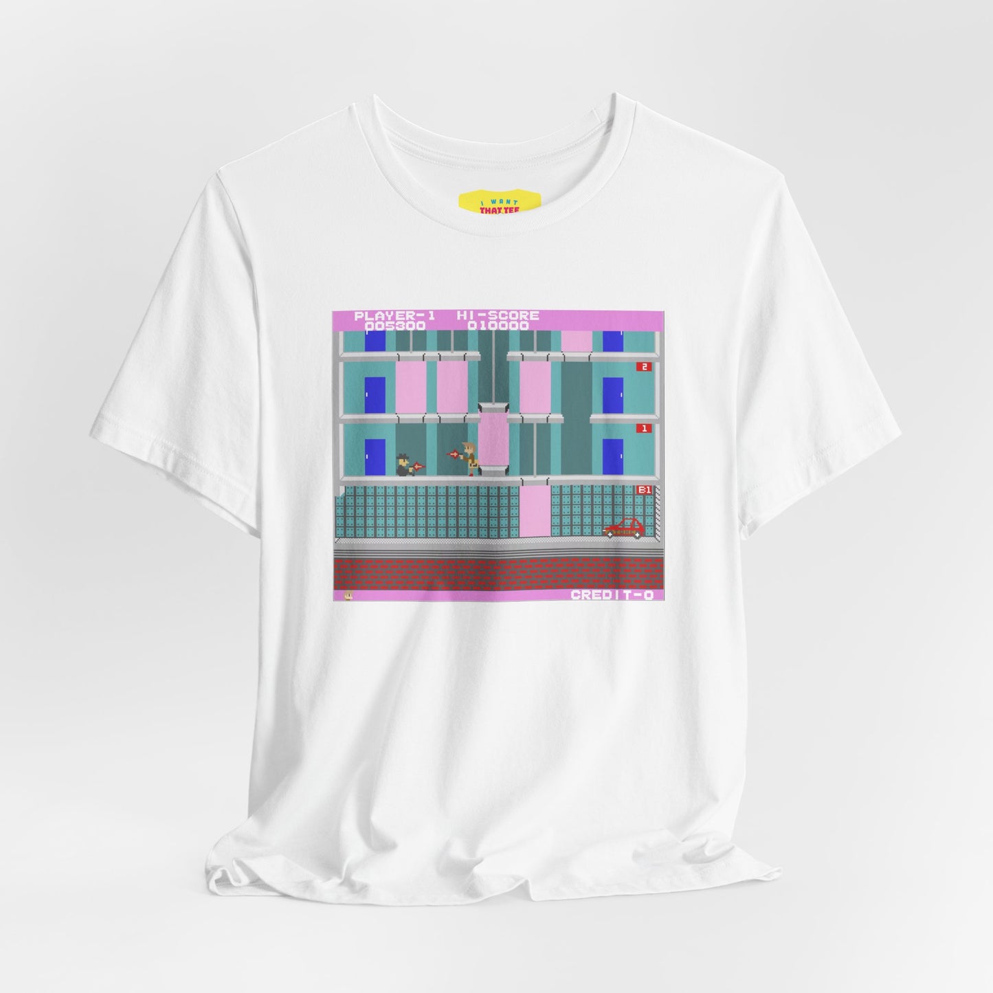 ELEVATOR ACTION ARCADE SCREEN (Unisex Jersey Short Sleeve Tee)