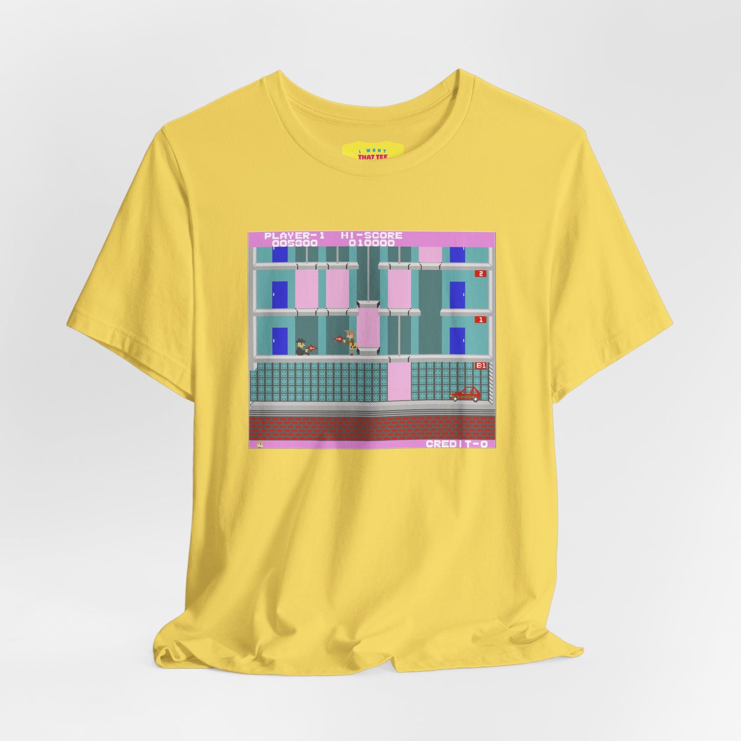 ELEVATOR ACTION ARCADE SCREEN (Unisex Jersey Short Sleeve Tee)