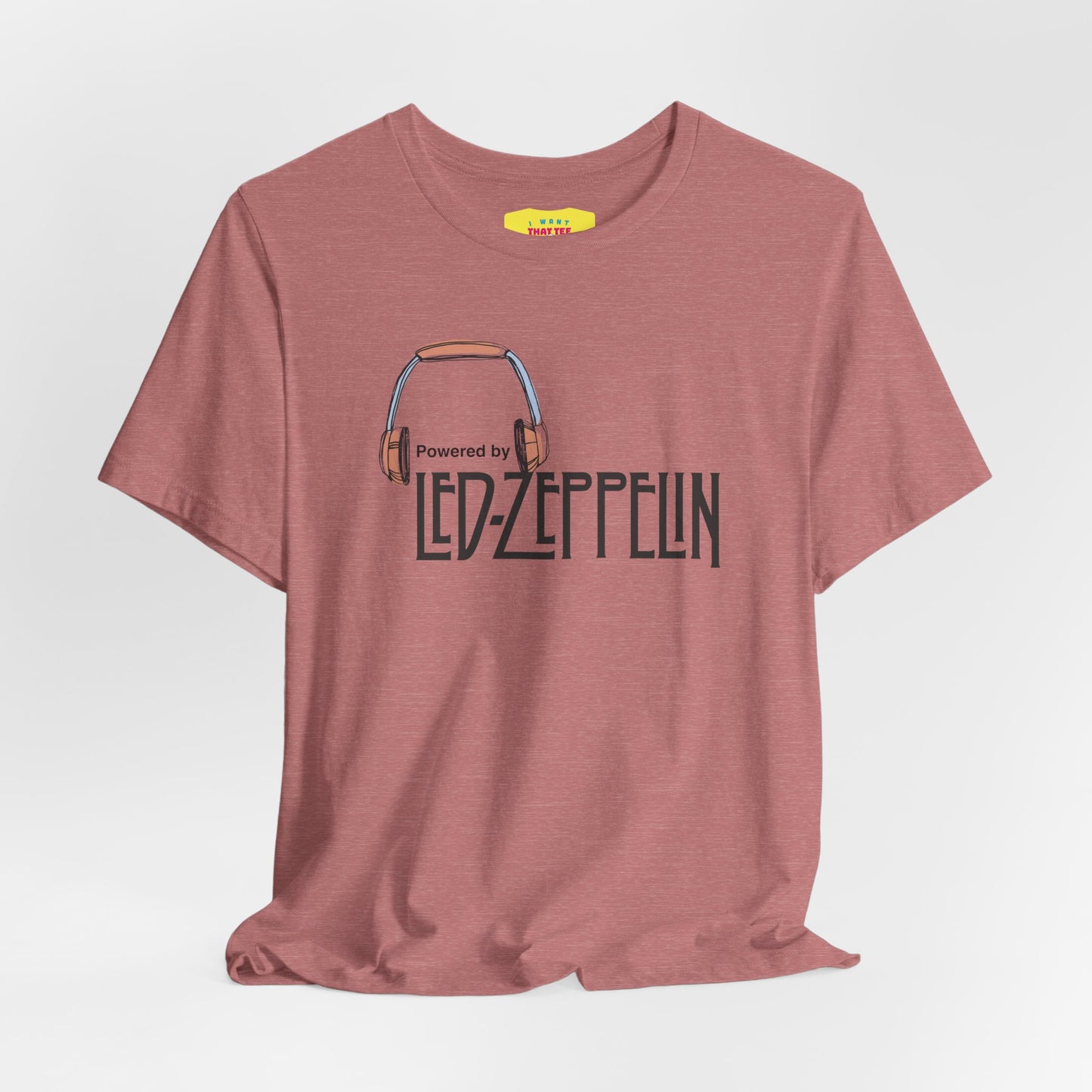 POWERED BY LED ZEPPELIN (Black text, Unisex Softstyle T-Shirt)