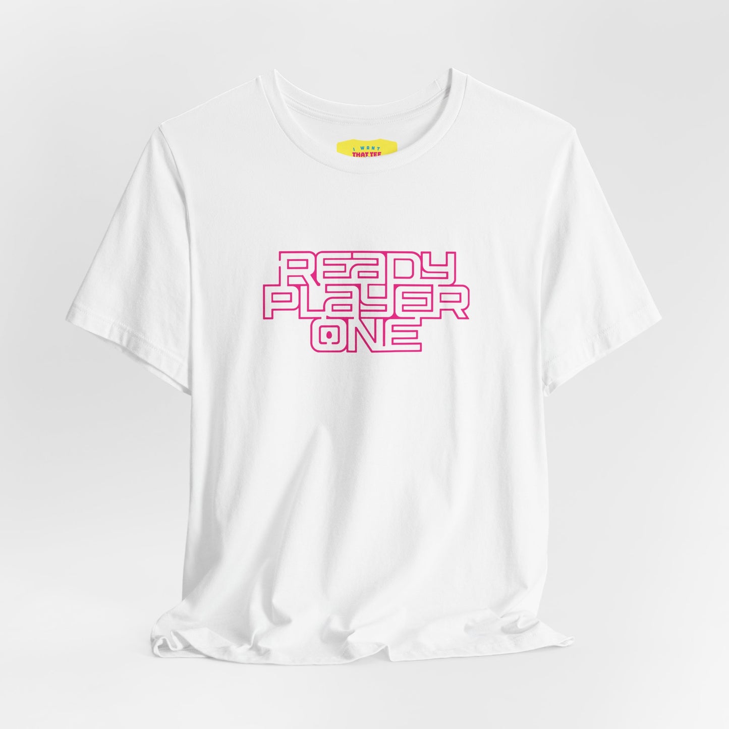 READY PLAYER ONE - STEVEN SPIELBERG'S MOVIE (Pink text, Unisex Softstyle T-Shirt)