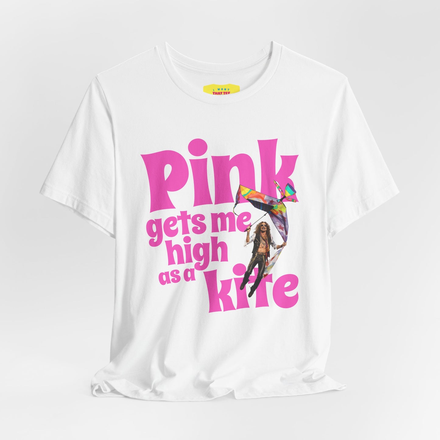 PINK GETS ME HlGH AS A KITE - AEROSMlTH LYRICS (Unisex Jersey Short Sleeve Tee)