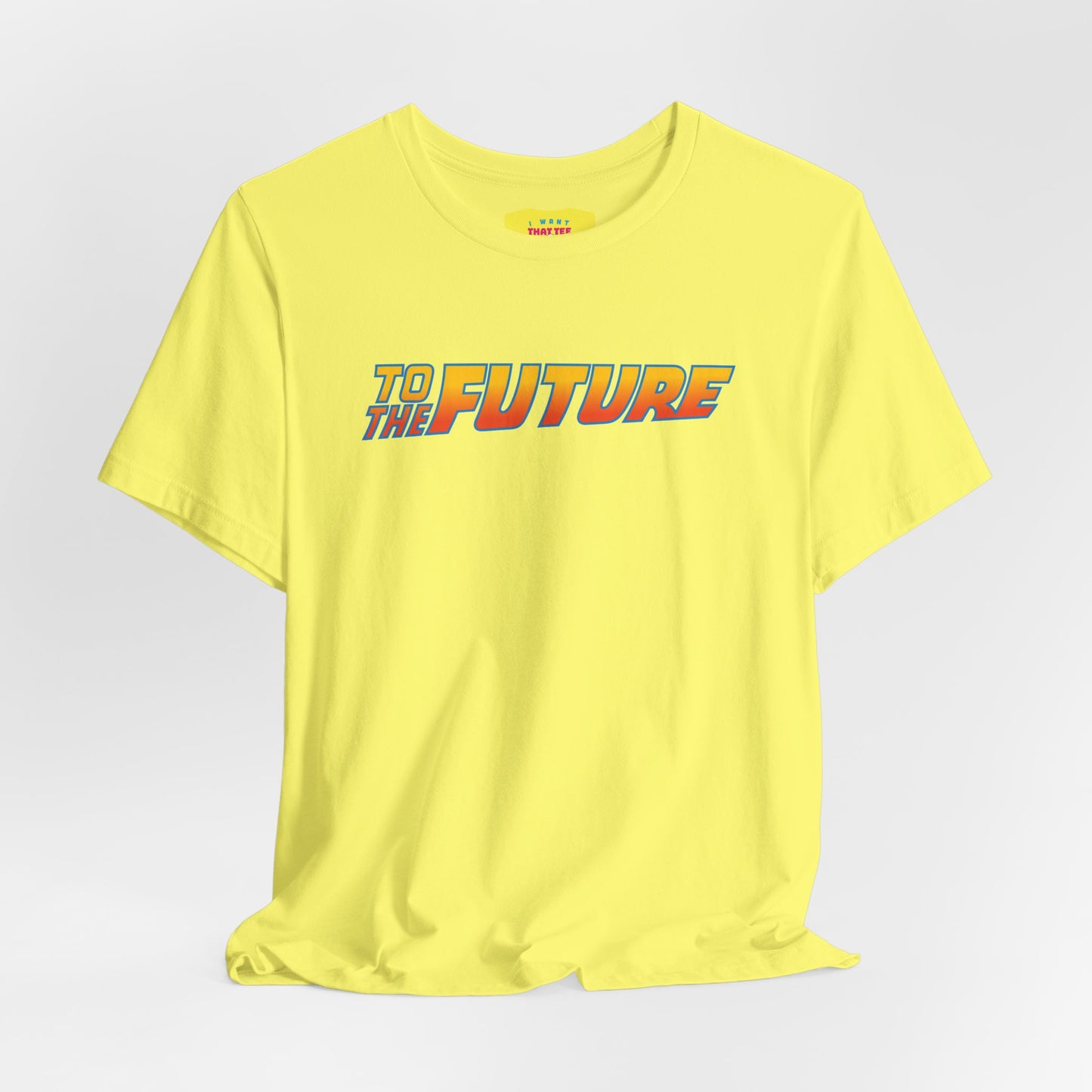 BACK (printed on the back) TO THE FUTURE (printed on the front) (Unisex Softstyle T-Shirt)