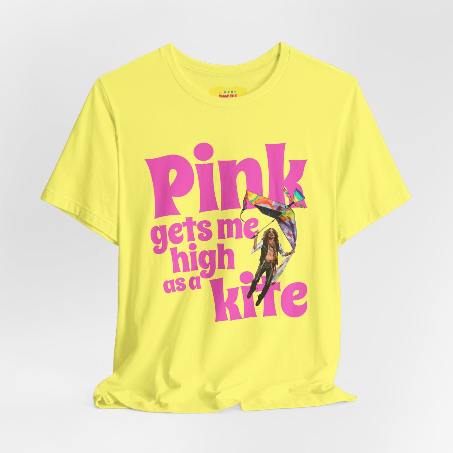 PINK GETS ME HlGH AS A KITE - AEROSMlTH LYRICS (Unisex Jersey Short Sleeve Tee)