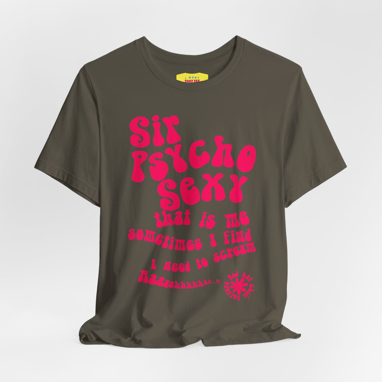 SIR PSYCHO SEXY / Red Hot Chili Peppers (Pink text, Unisex Softstyle T-Shirt)