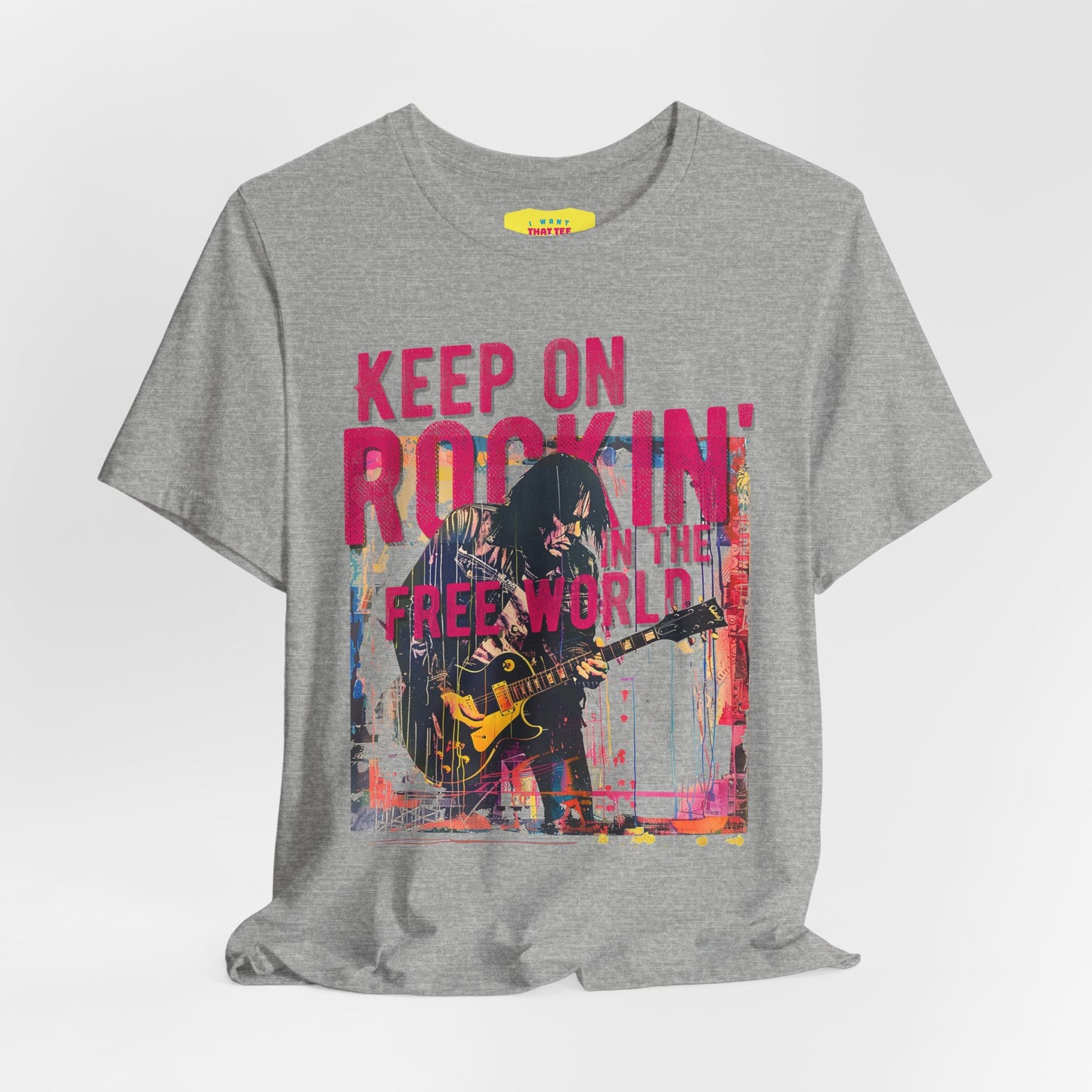 KEEP ON ROCKIN' IN THE FREE WORLD - NEIL YOUNG (Unisex Jersey Short Sleeve Tee)